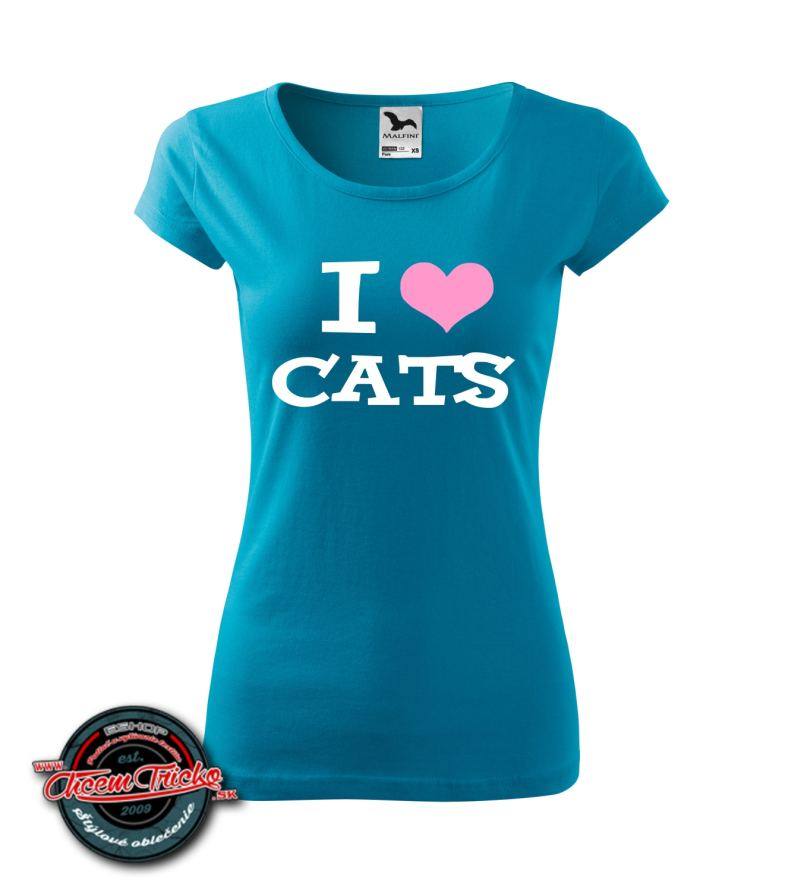 Dámske tričko s potlačou I Love Cats