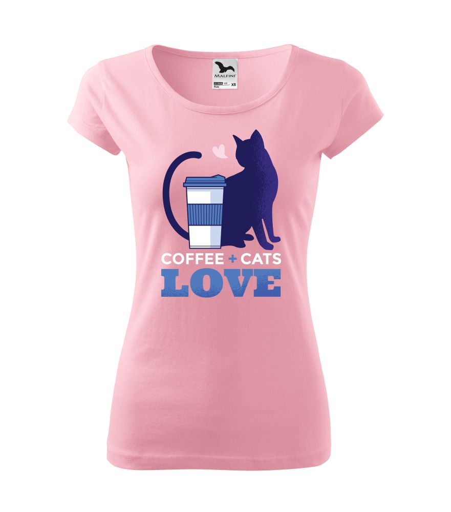 Dámske tričko Coffee and Cat Love