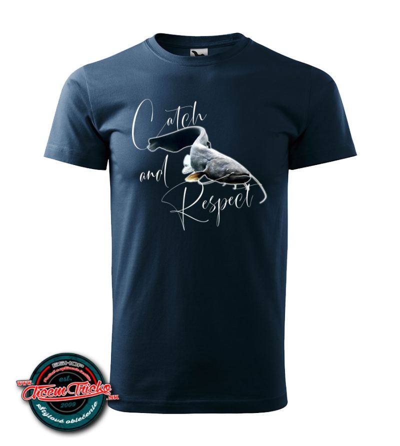 Rybárske tričko s potlačou Sumca- Catch and respect