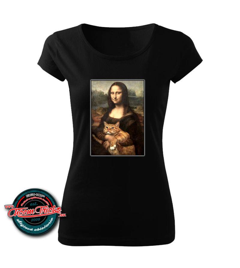 Dámske tričko Mona Líza & mačka