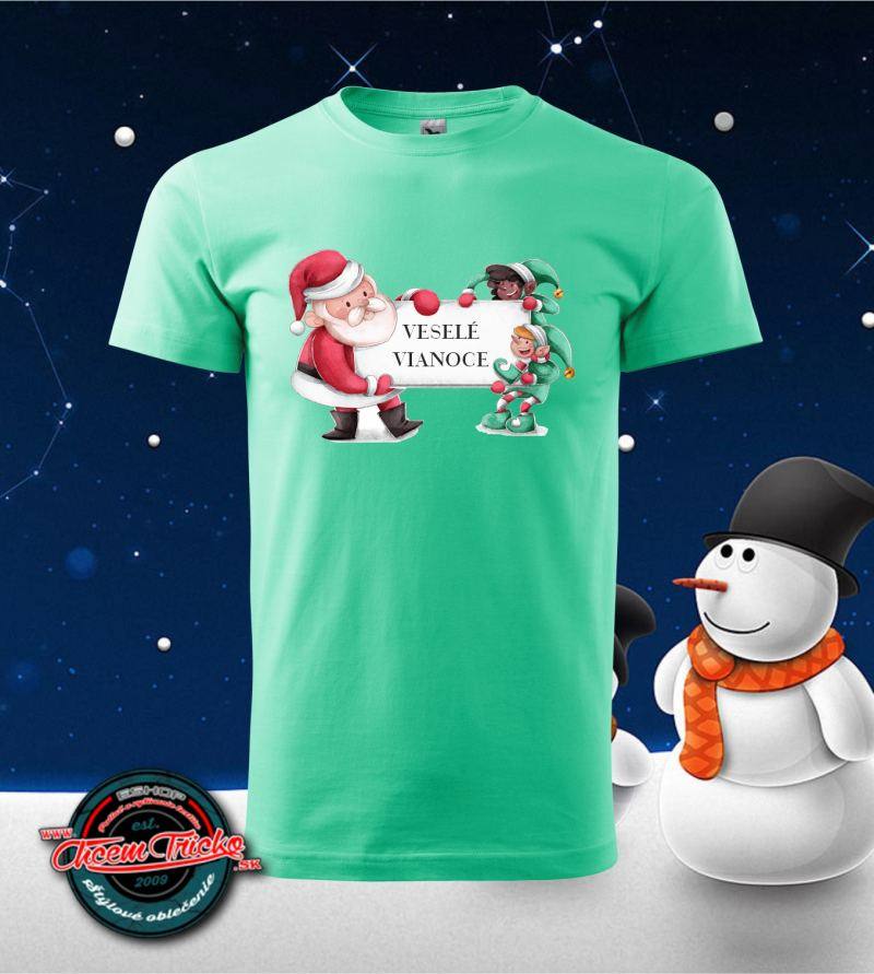 Pánské tričko vianočné s potlačou Santa a škriatok