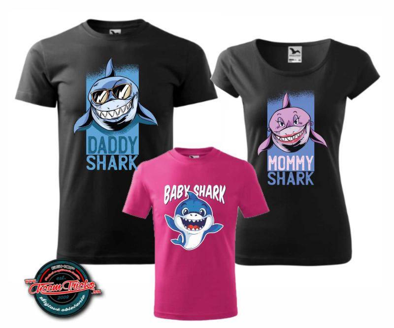 Sada 3 tričiek pre rodinu Shark