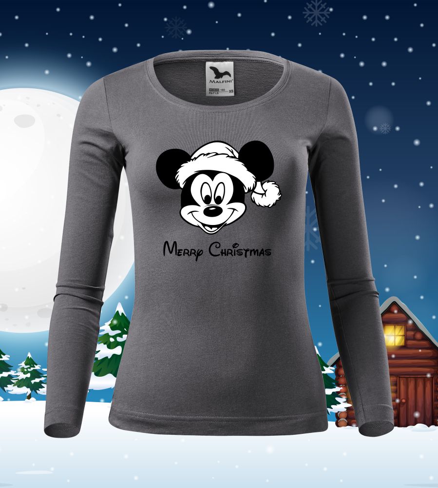 Dámske vianočné tričko s dlhým rukávom Mickey