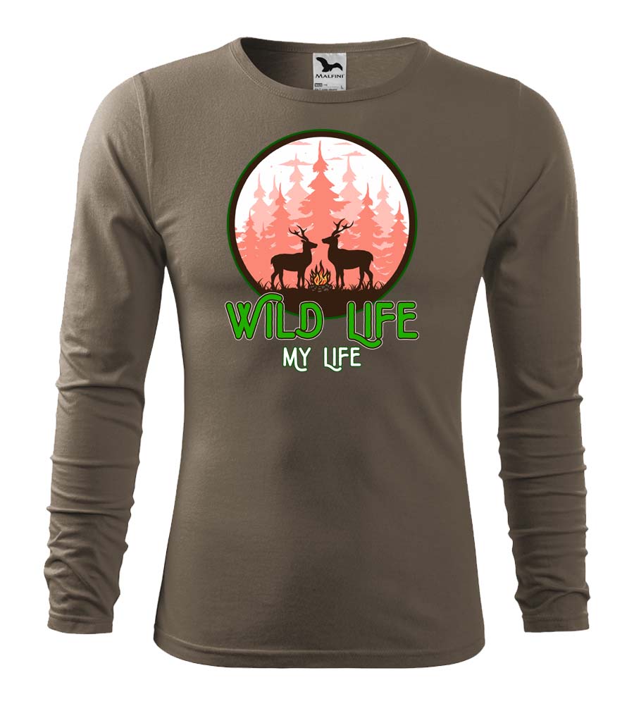 Poľovnícke tričko s dlhým rukávom Wild Life - My Life
