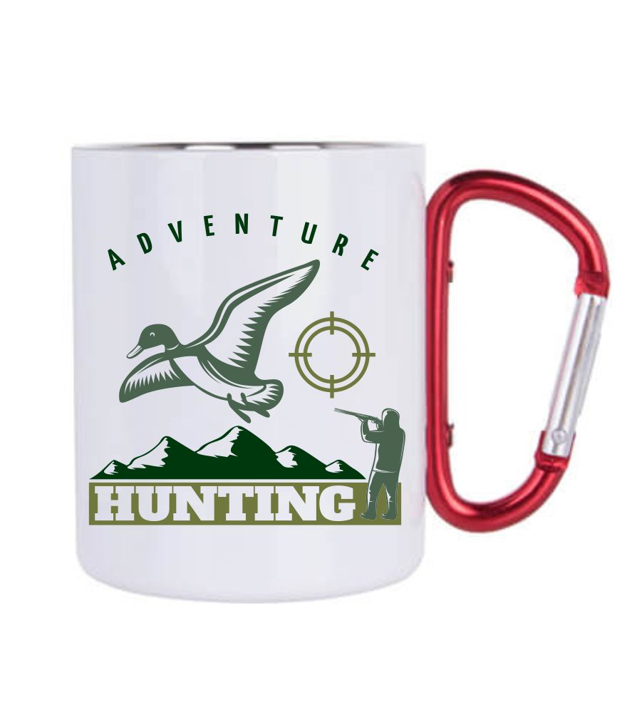 Kovový hrnček biely Hunting adventure