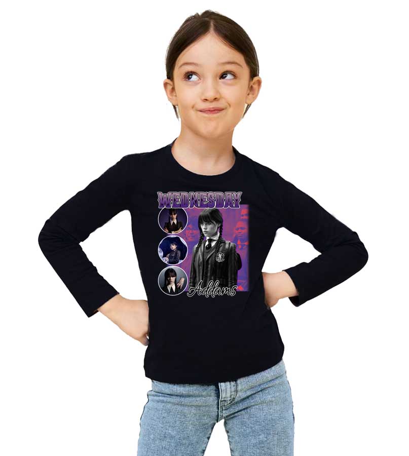 Dámske / detské tričko Wednesday Addams s dlhým rukávom