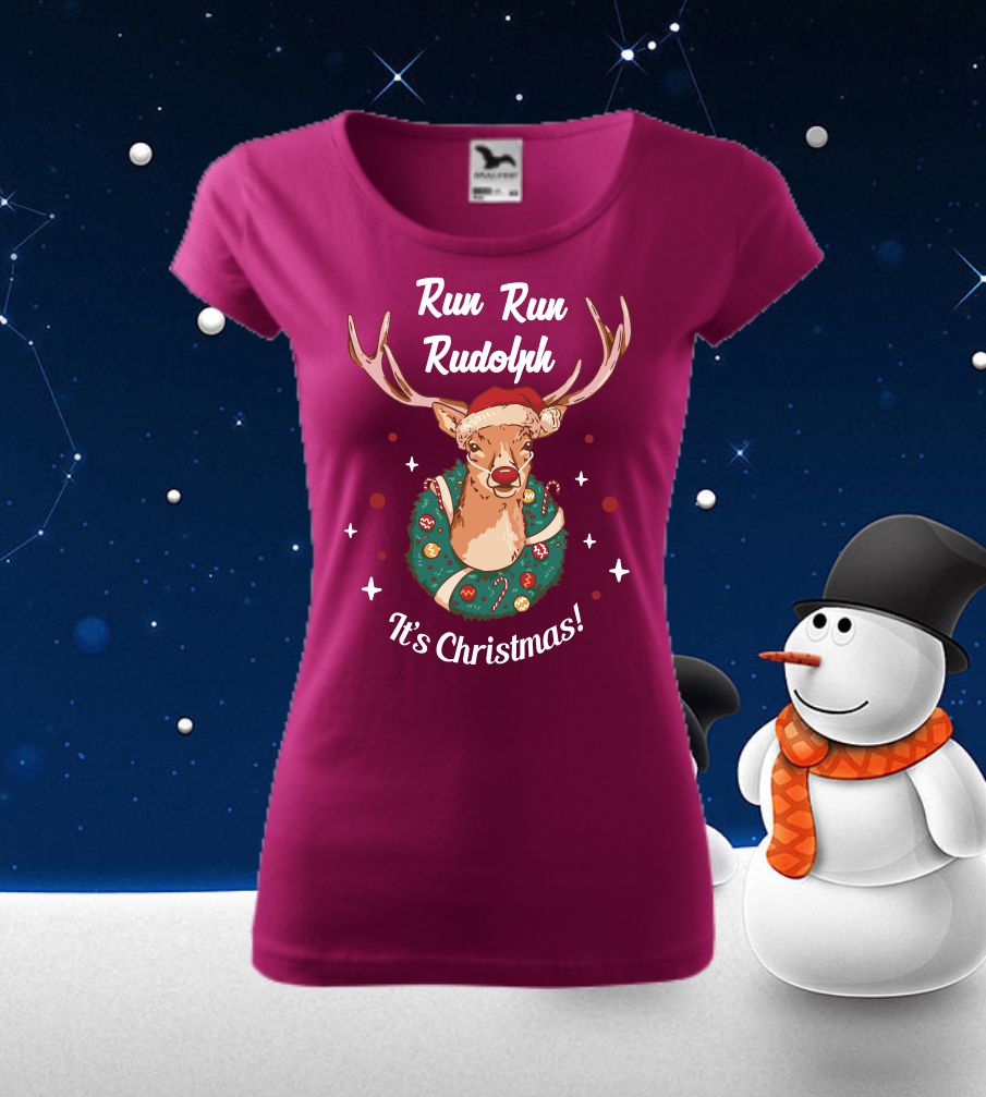 Dámske vianočné tričko Run run Rudolph