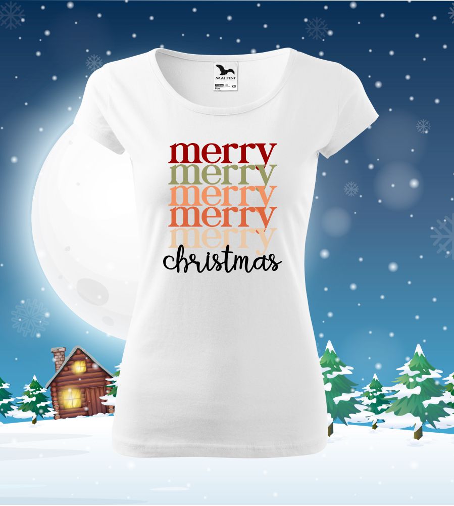 Tričko vianočné s potlačou Merry merry merry christmas