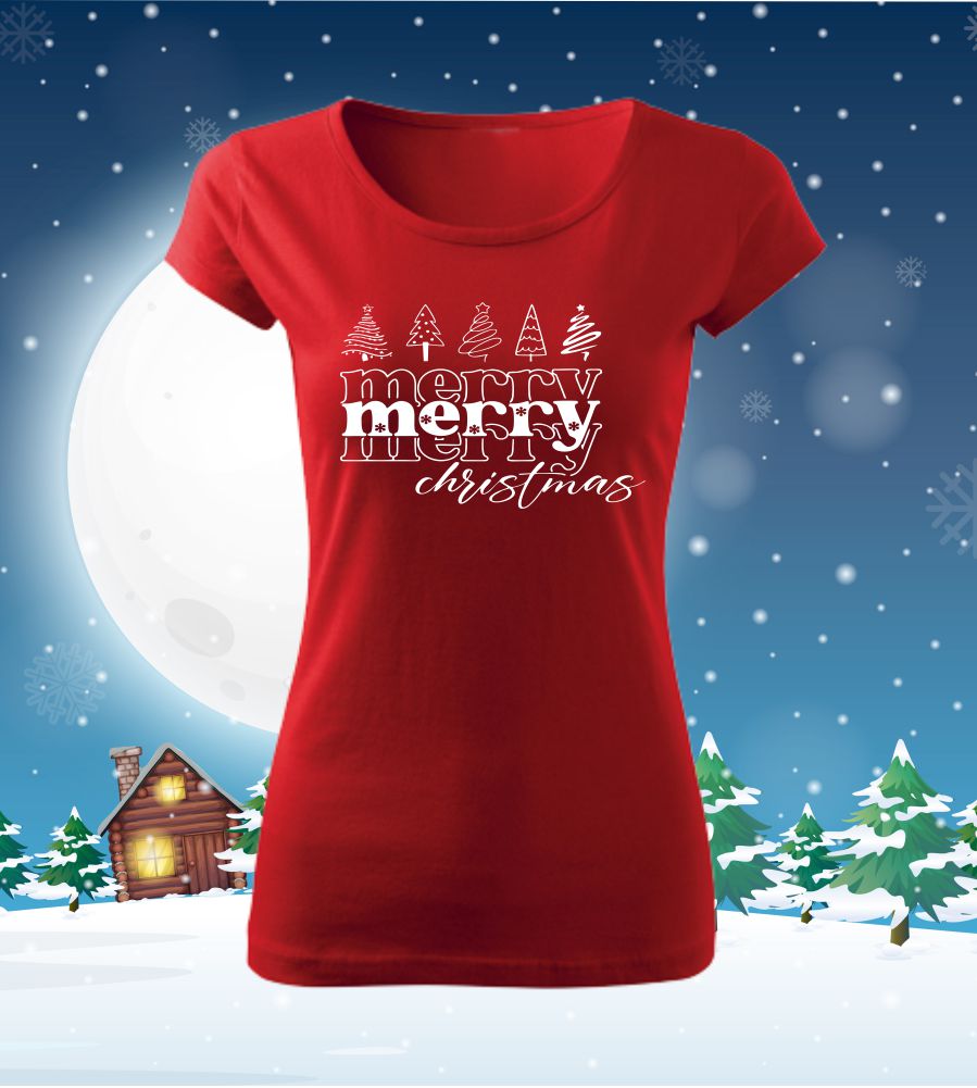 Tričko vianočné s potlačou Merry tree christmas
