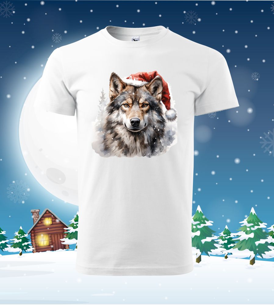 Tričko vianočné s potlačou Wolf santa