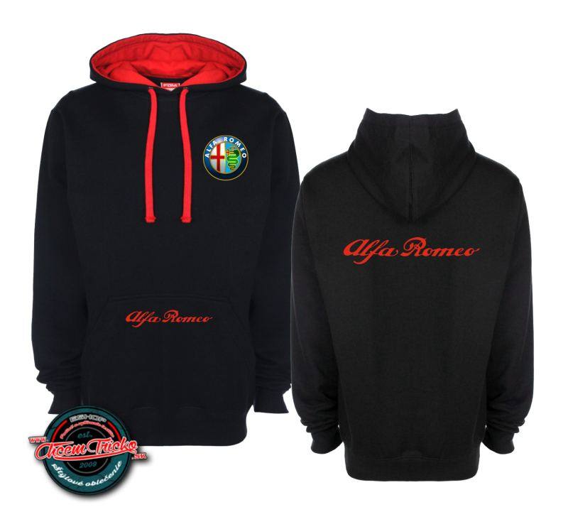 Kapucová mikina s motívom Alfa Romeo