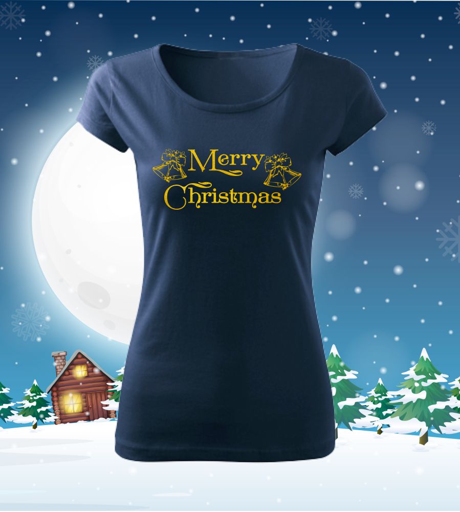 Dámske vianočné tričko s potlačou zvončeky