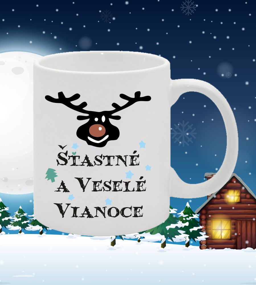 Hrnček matný biely Šťastné a Veselé Vianoce