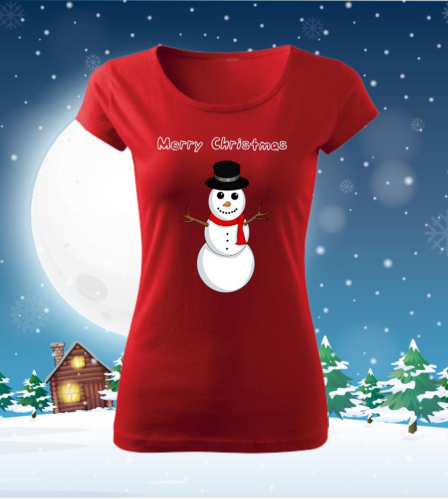 Dámske vianočné tričko Snehuliak