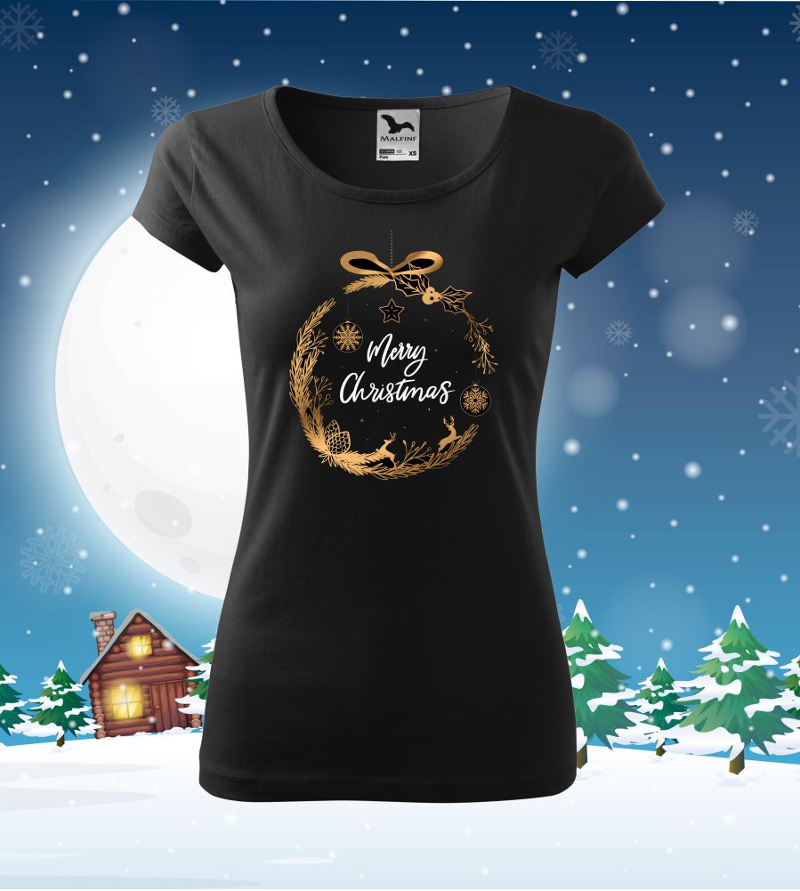 Dámske vianočné tričko Merry Christmas guľa