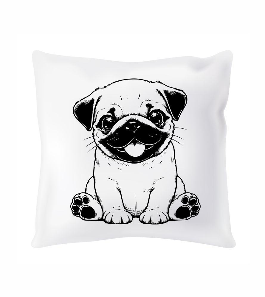 Saténový vankúš Pug puppy