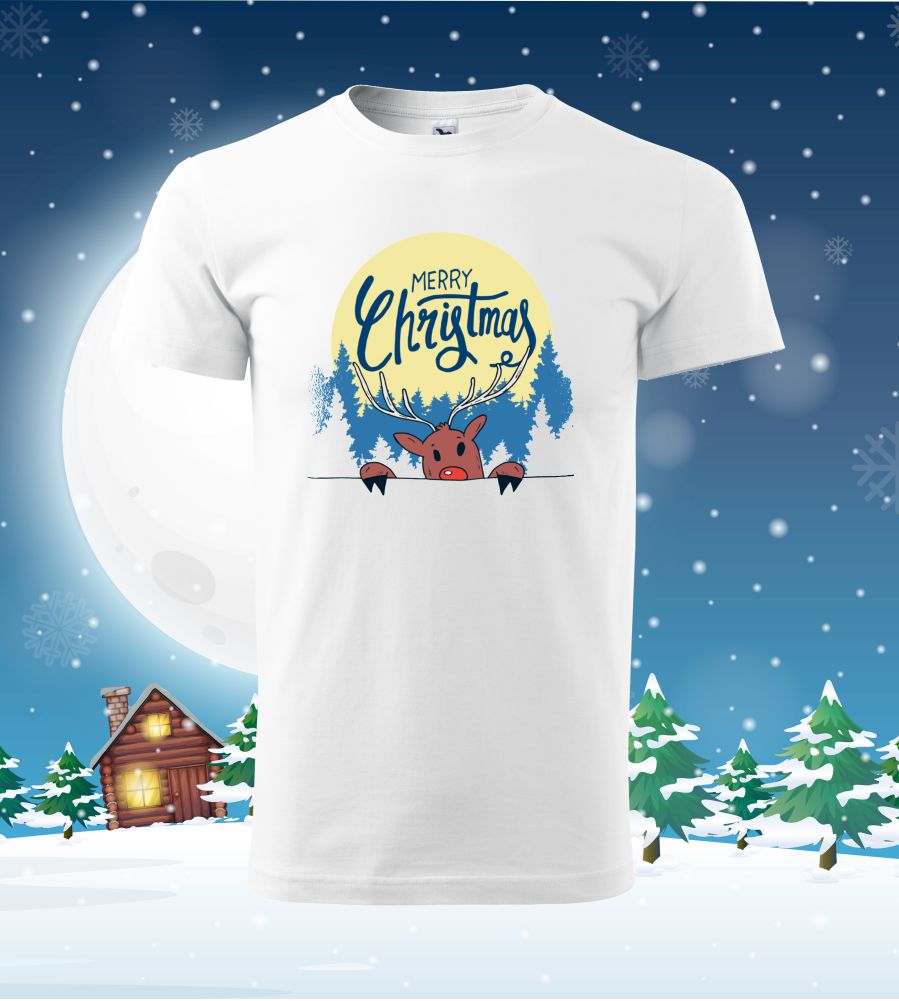 Vianočné tričko so sobíkom Merry christmas