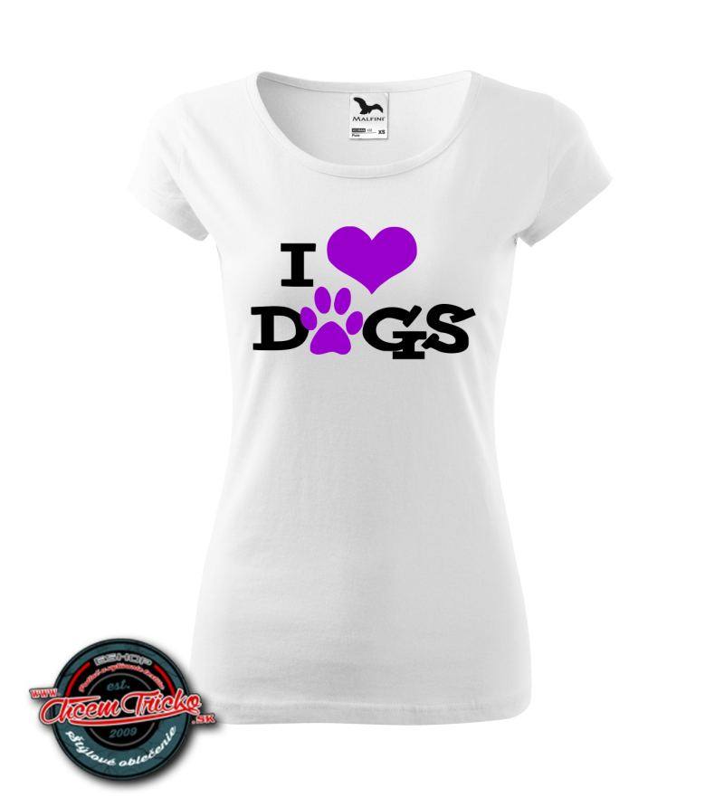 Dámske tričko s potlačou I Love Dogs