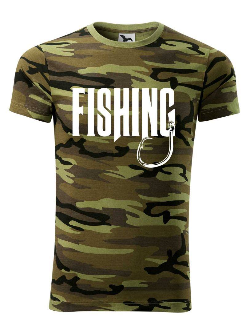 Maskáčové tričko s motívom Fishing