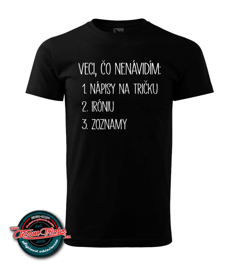 Tričko s nápisom Zoznam