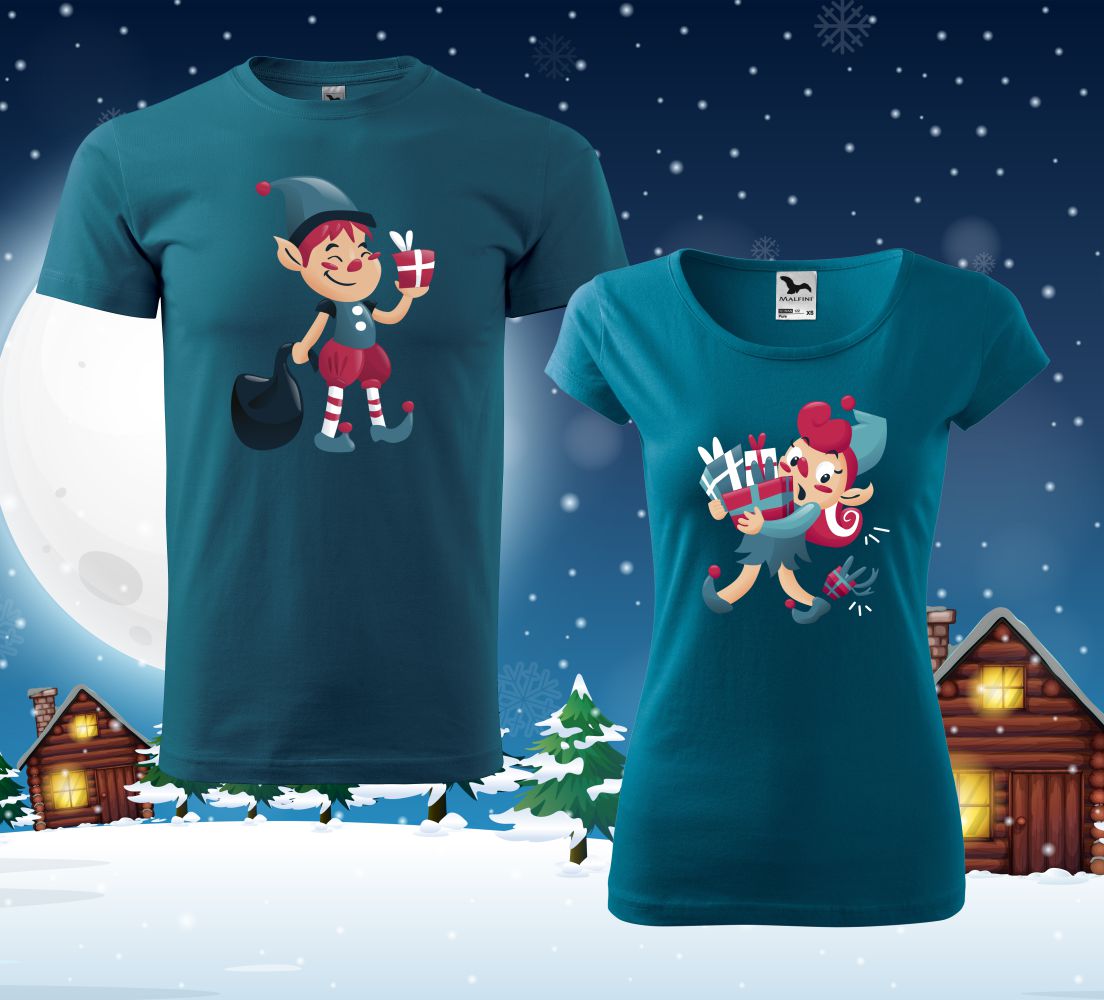 Vianočné tričká pre páry Elfovia