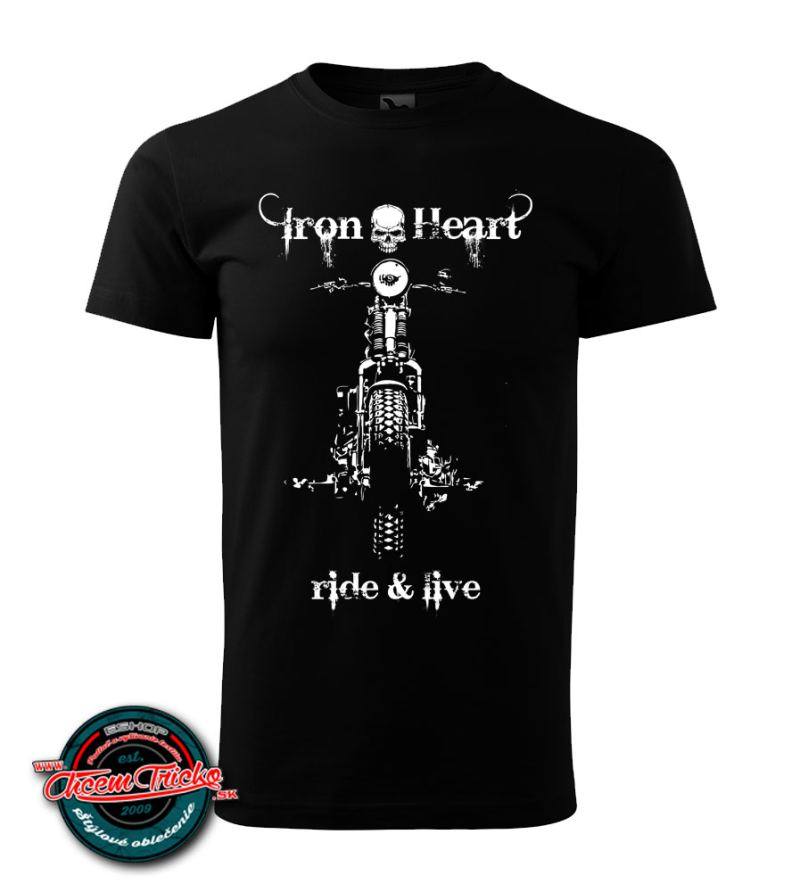 Motorkárske tričko Iron heart- ride & live