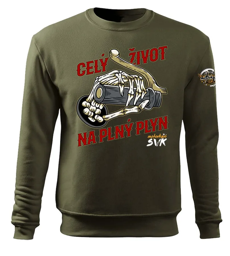 Motorkárska mikina Celý život na plný plyn - Skull