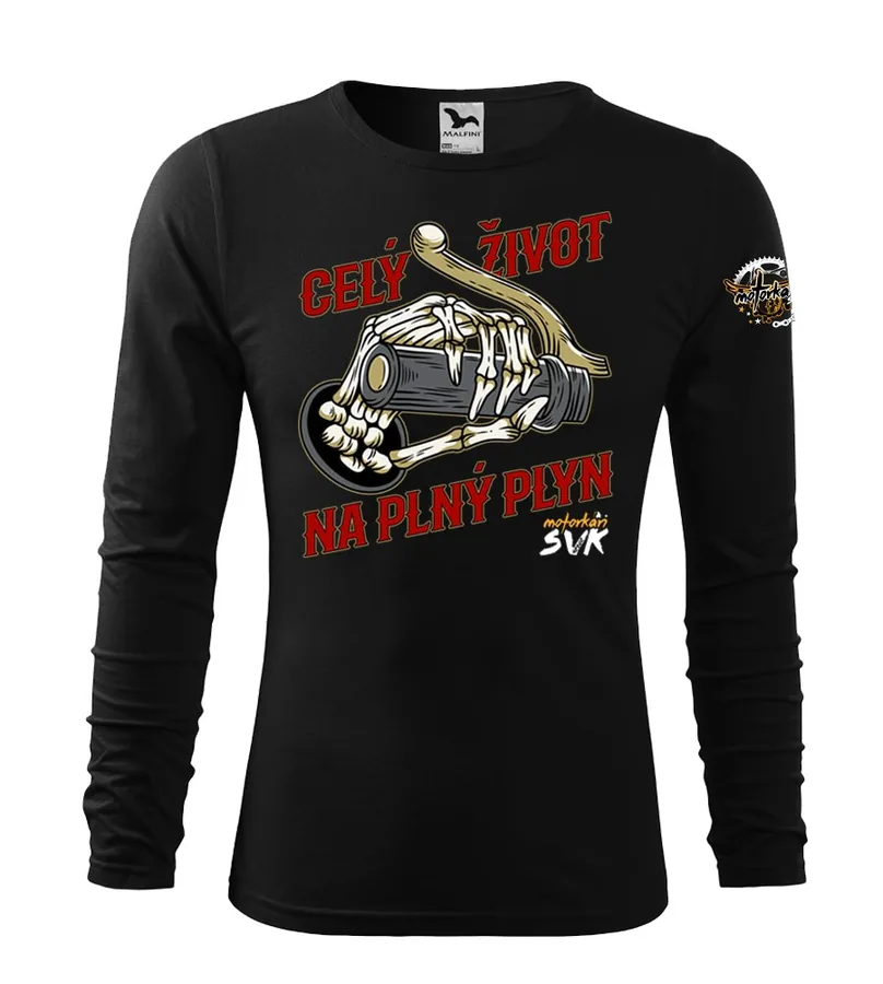 Mototričko s dlhým rukávom Celý život na plný plyn - Skull
