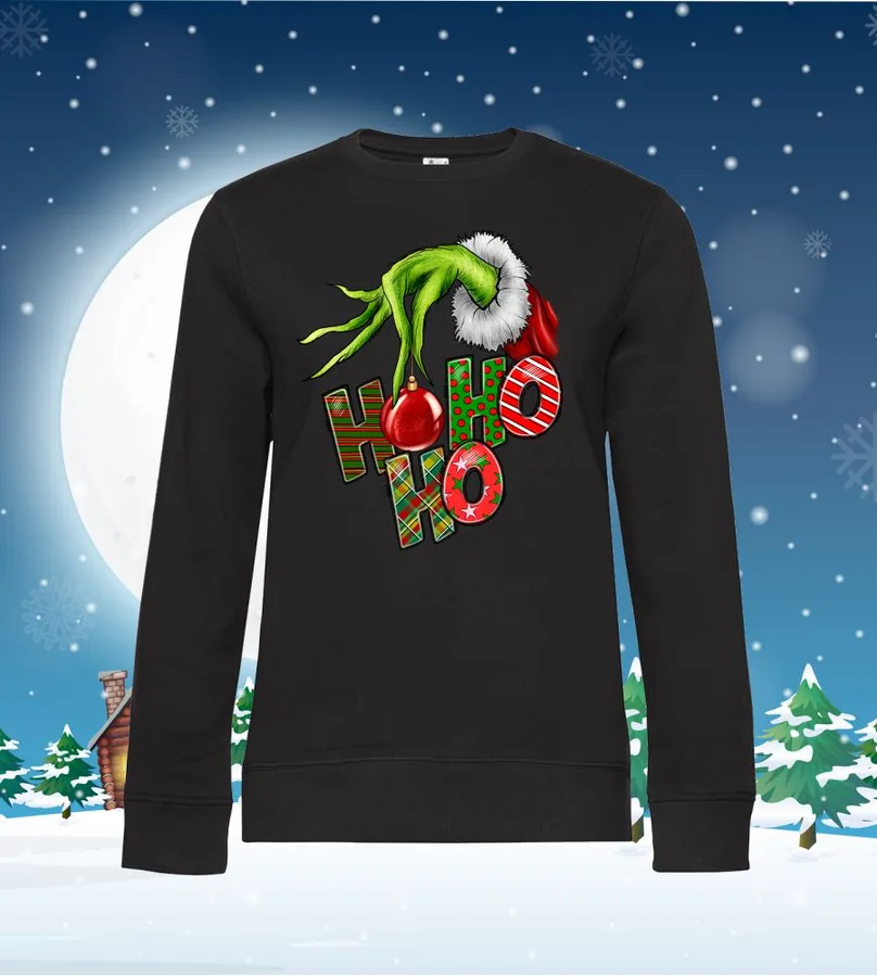 Mikina dámska / pánska bez kapuce Hohoho grinch