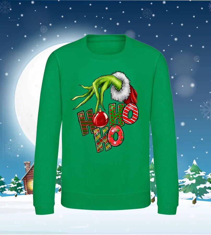 Mikina detská bez kapuce Hohoho Grinch