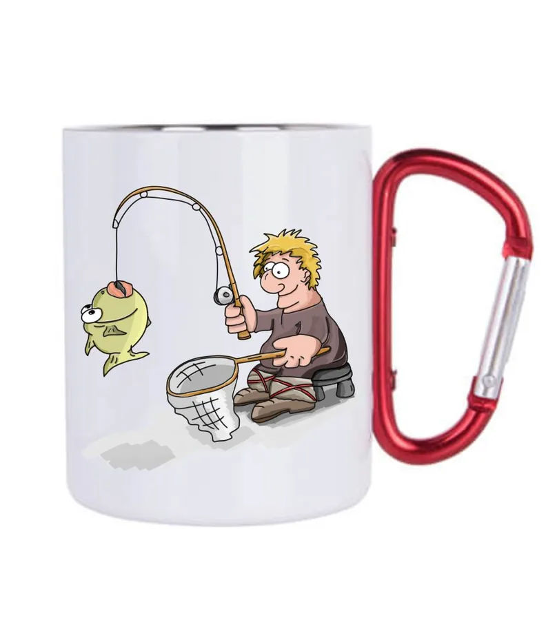 Kovový hrnček biely Rybár