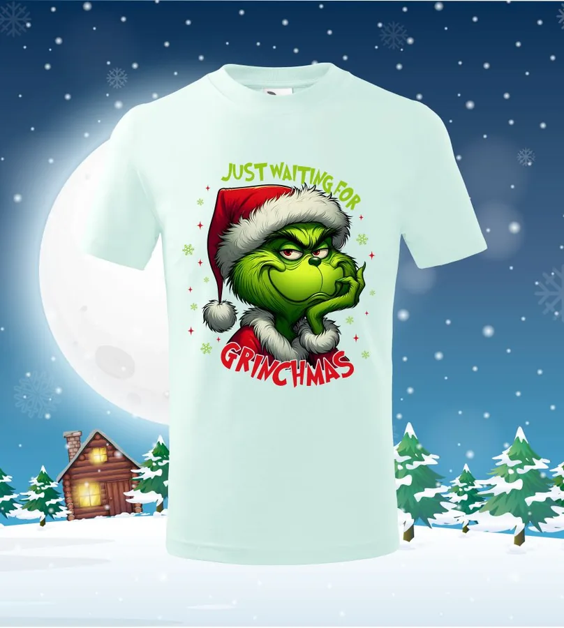 Detské tričko Just waiting for Grinchmas