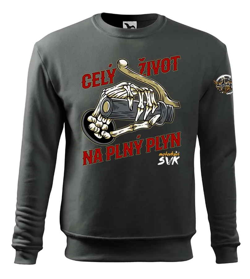 Motorkárska mikina Celý život na plný plyn - Skull