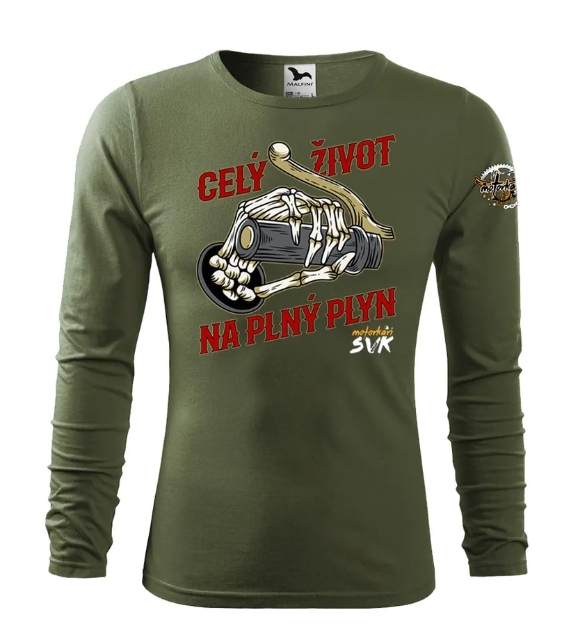 Mototričko s dlhým rukávom Celý život na plný plyn - Skull