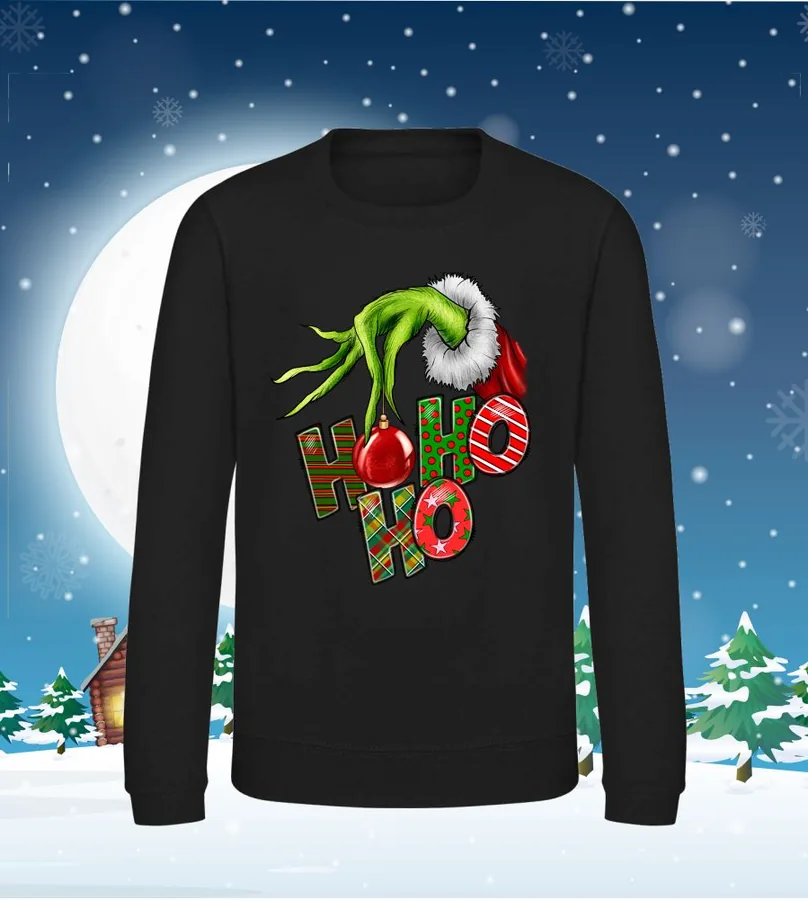 Mikina detská bez kapuce Hohoho Grinch