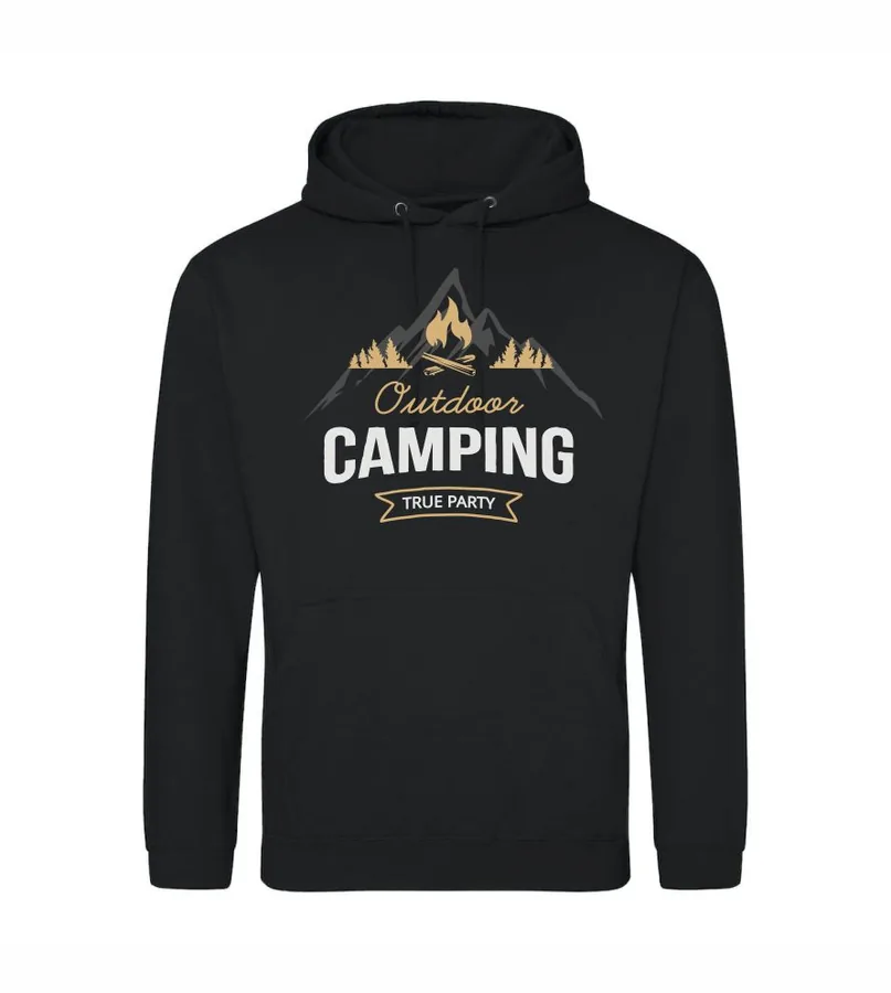 Kapucňová mikina s potlačou Camping
