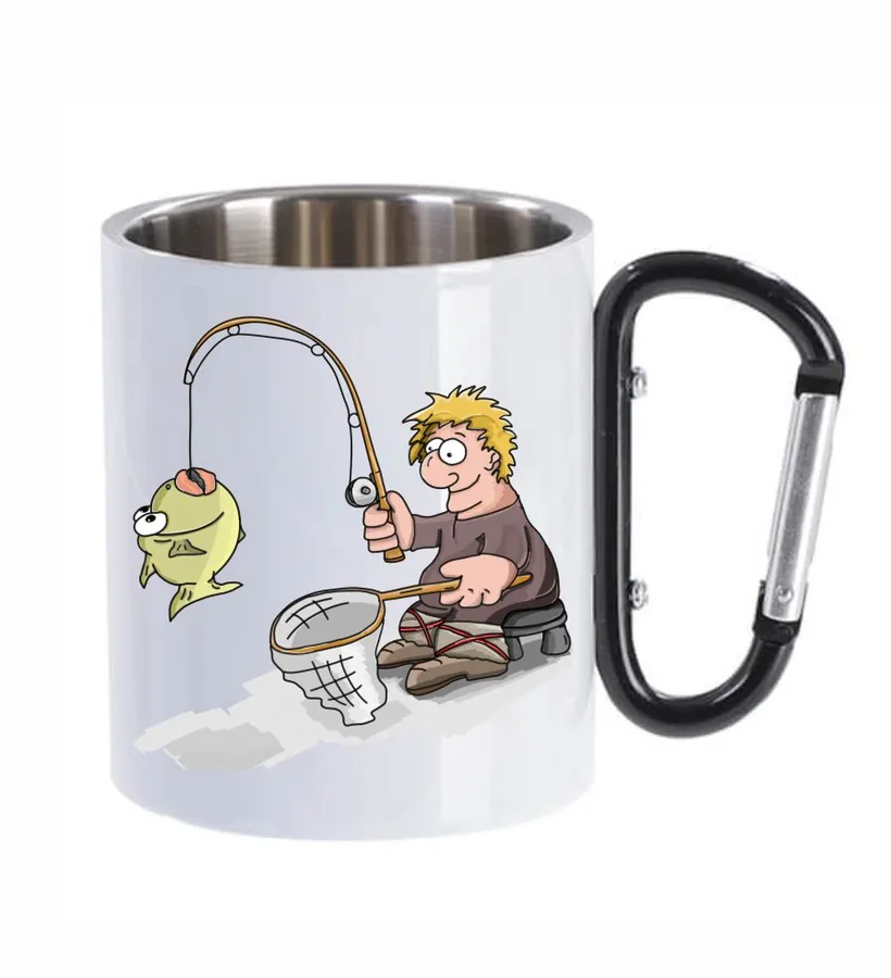 Kovový hrnček biely Rybár