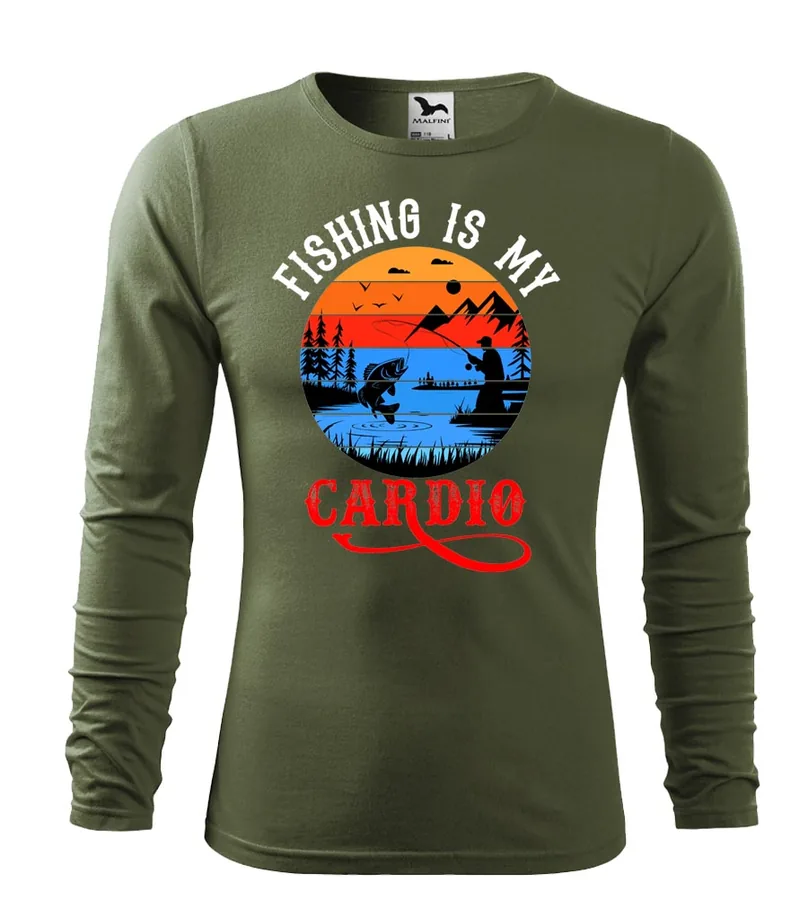 Rybárske tričko s dlhým rukávom Fishing  is my cardio