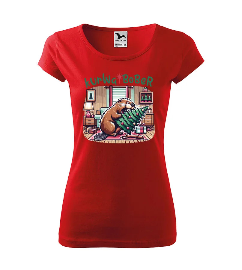 Dámske / pánske vianočné tričko Kurwa bober