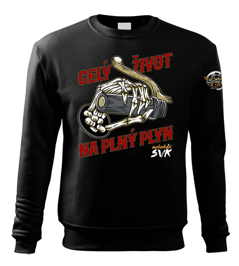 Motorkárska mikina Celý život na plný plyn - Skull