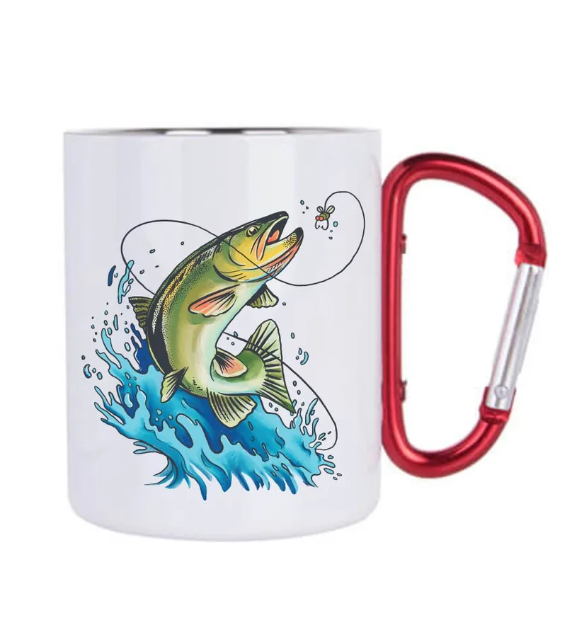 Kovový hrnček biely Fish