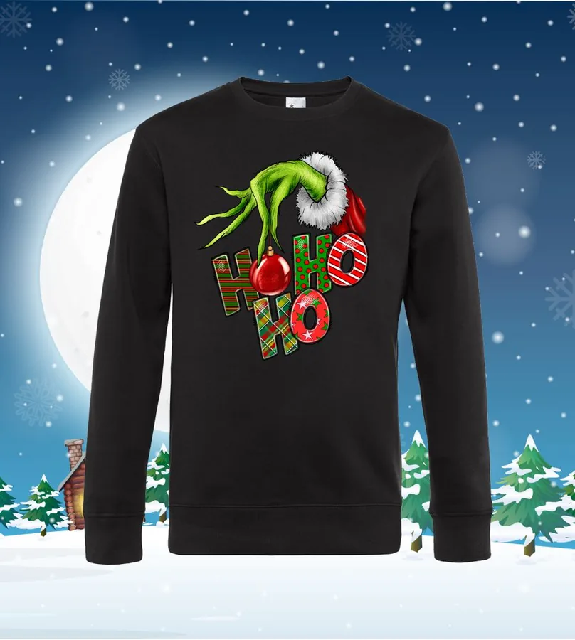 Mikina dámska / pánska bez kapuce Hohoho grinch