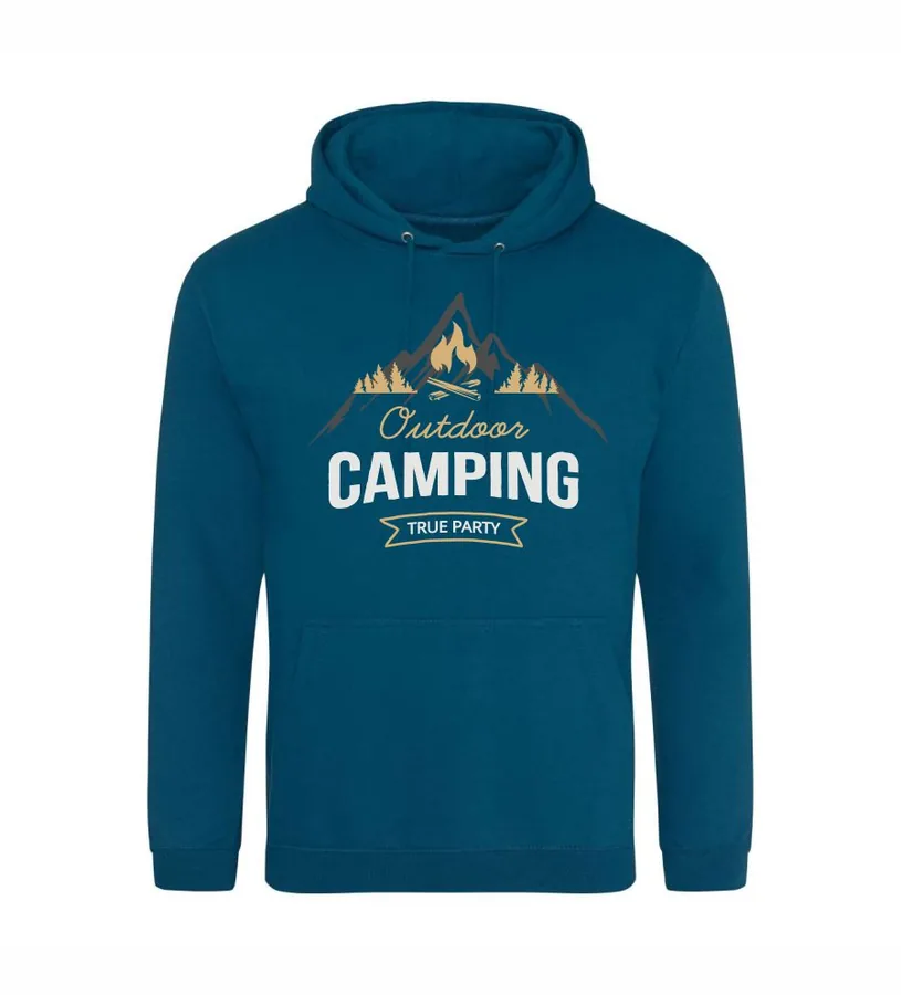 Kapucňová mikina s potlačou Camping