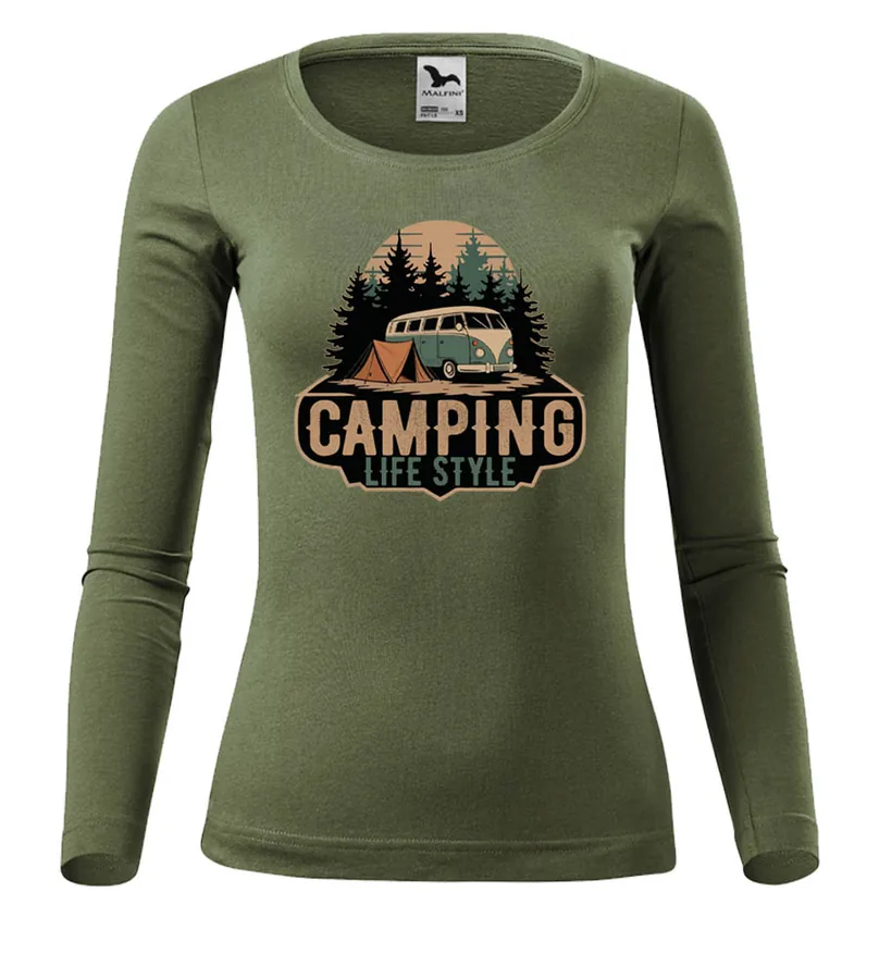 Dámske tričko s dlhým rukávom Camping life style