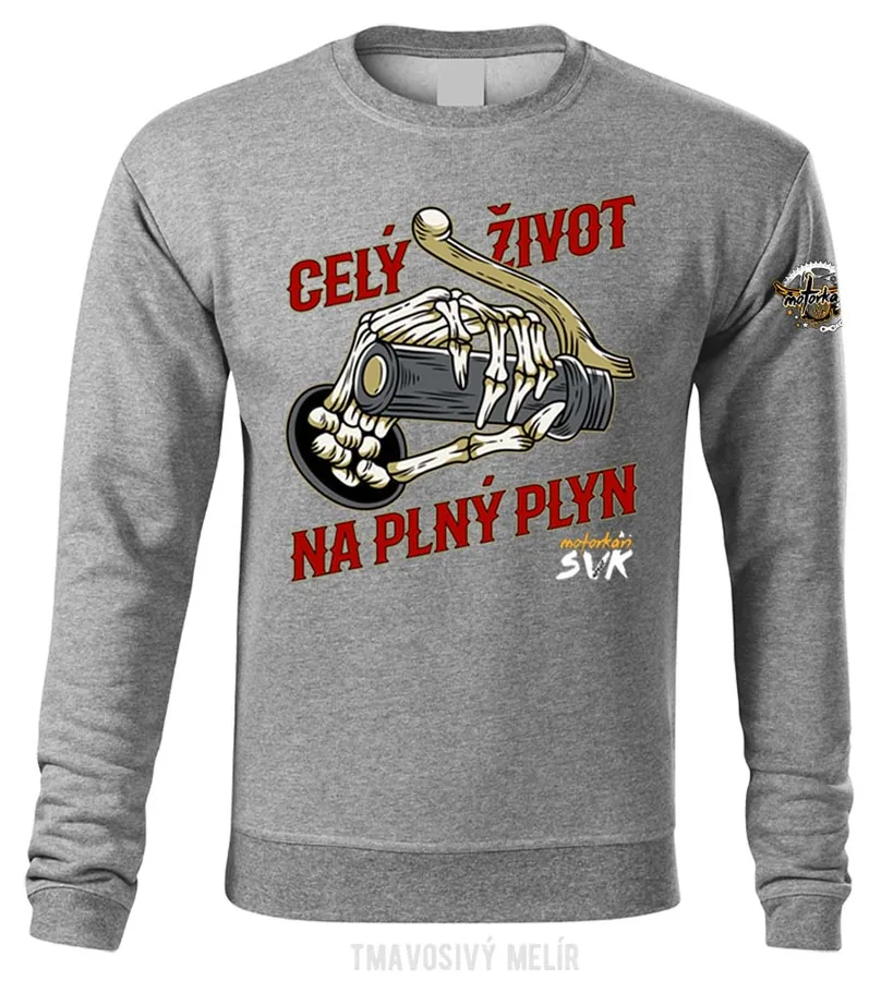 Motorkárska mikina Celý život na plný plyn - Skull