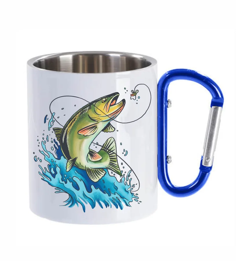 Kovový hrnček biely Fish