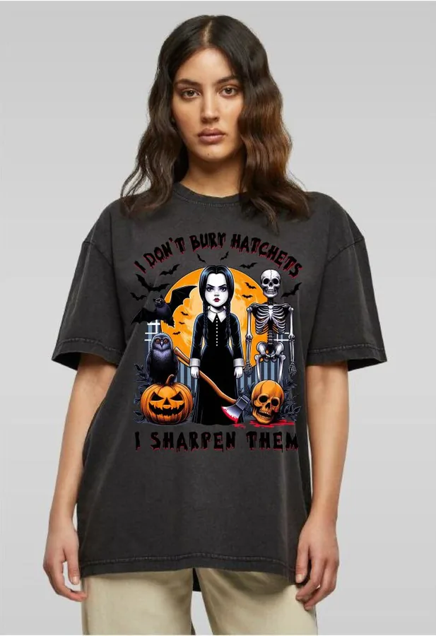 Unisex tričko oversize Wednesday halloween