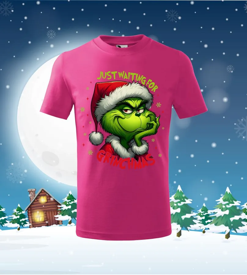 Detské tričko Just waiting for Grinchmas