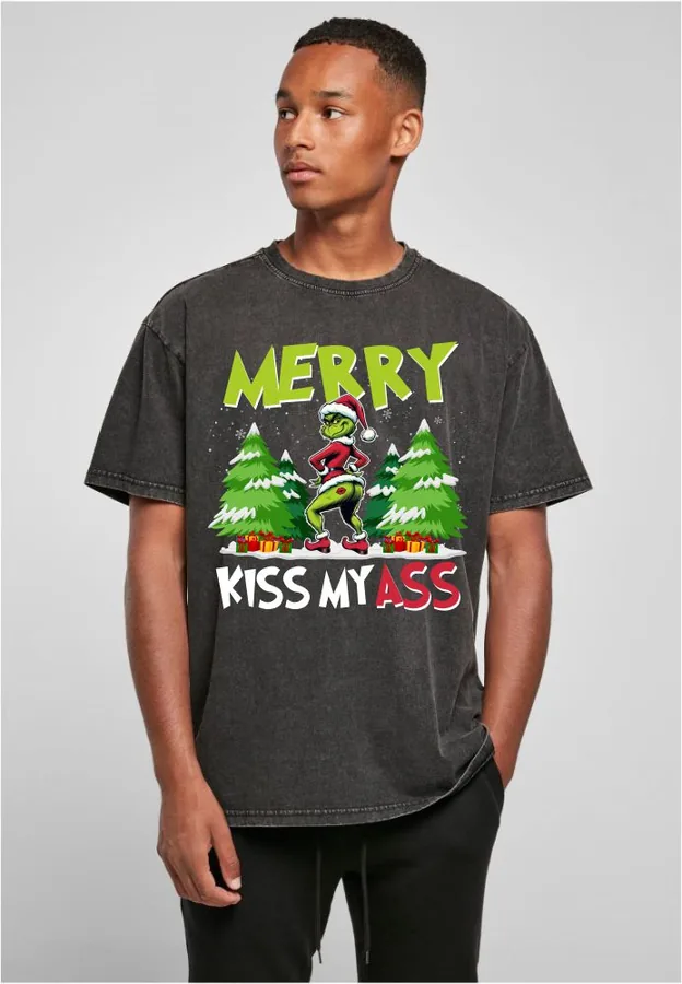 Unisex tričko oversize Grinch kiss my ass