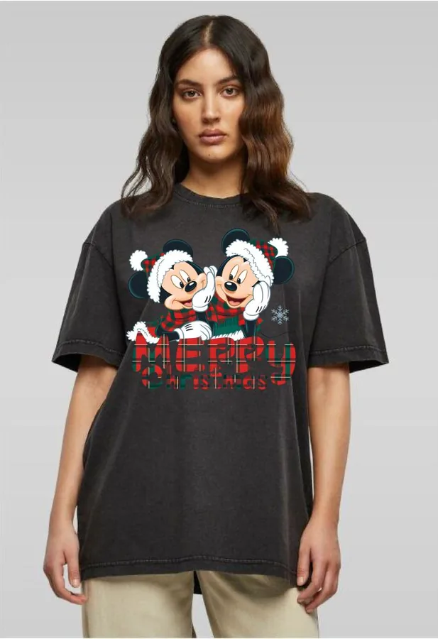 Unisex tričko oversize Mickey Minnie christmas